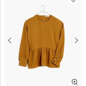 Gauze Button-Back Peplum Top